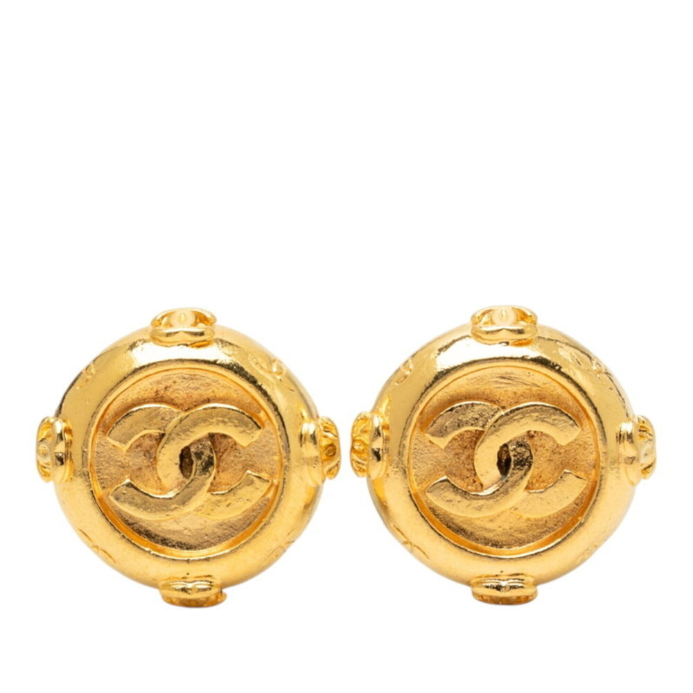 CHANEL Vintage Gold Logo Earrings